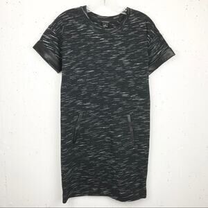 Club Monaco Faux Leather Trim Crewneck Short Sleeve Shirt Dress Size 00